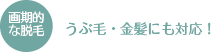 画期的な脱毛　うぶ毛・金髪にも対応！